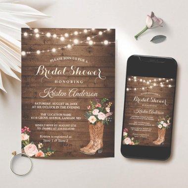 Rustic Boots Cowgirl Western Bridal Shower Invitations