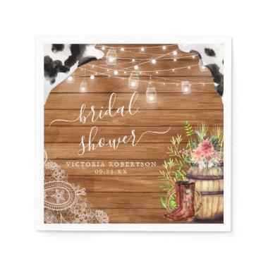 Rustic Boots Cowgirl Western Bridal Shower Napkins