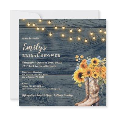 Rustic Boots Floral String Lights Photo Bridal