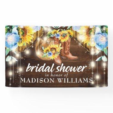 Rustic Boots String Lights Bridal Shower Custom Banner