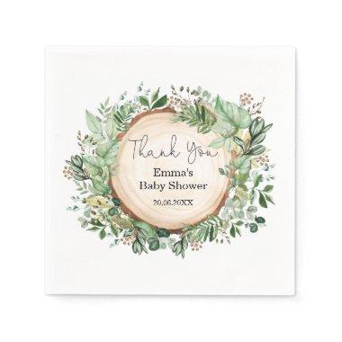 Rustic Botanical Greenery Baby Shower Neutral Napkins