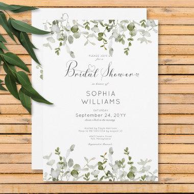 Rustic Botanical Greenery Bridal Shower Invitations