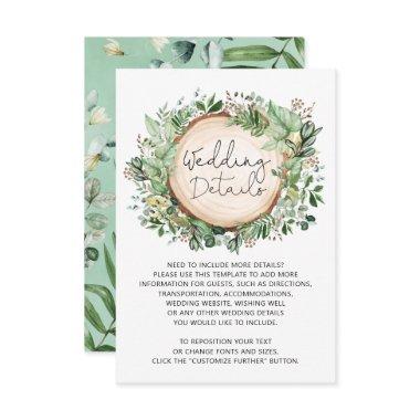 Rustic Botanical Greenery Leaves Wedding Details Enclosure Invitations