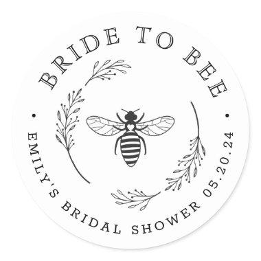 Rustic Botanical Wreath Bride to Bee Honey Favor Classic Round Sticker