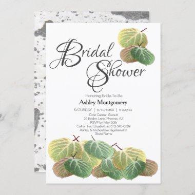 Rustic Bridal Shower Aspen Bark and Leaves Invitations