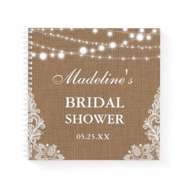Rustic  Burlap Lace Gift List Notebook