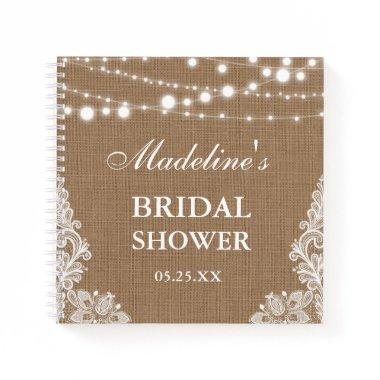 Rustic Bridal Shower Burlap Lace Gift List Notebook