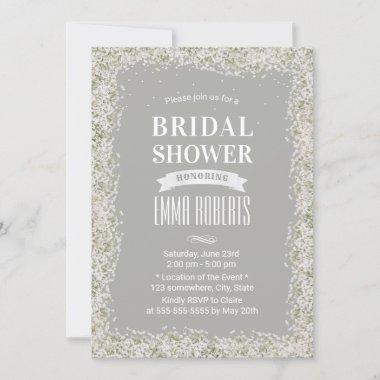 Rustic Bridal Shower Country Baby's Breath Floral Invitations