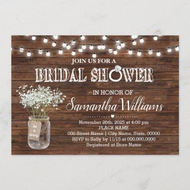 Rustic bridal shower country chic wedding Invitations