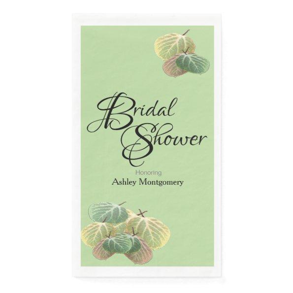 Rustic Bridal Shower Fall Aspen Leaves Green Paper Guest Towels