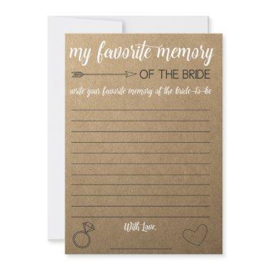 Rustic Bridal Shower Game- Favorite Memory