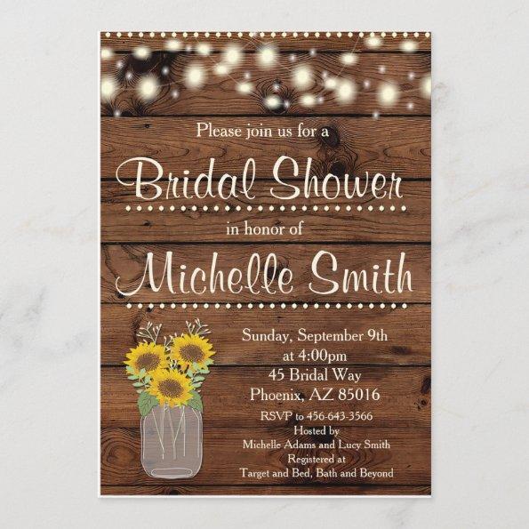 Rustic Bridal Shower Invitations, Mason Jar, Floral Invitations