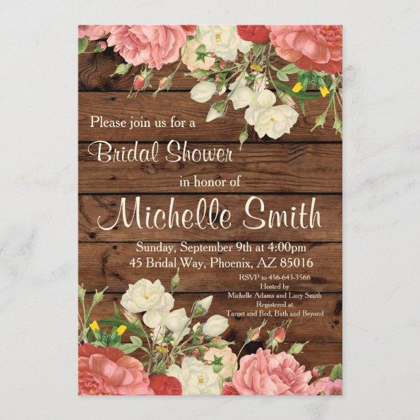 Rustic Bridal Shower Invite, Flower, Floral, Boho Invitations