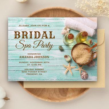 Rustic Bridal Shower Mint Spa Party Invitations
