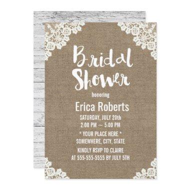 Rustic  Vintage White Laced Burlap