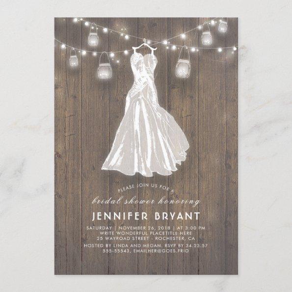 Rustic Bridal Shower | Wedding Gown and Mason Jars Invitations