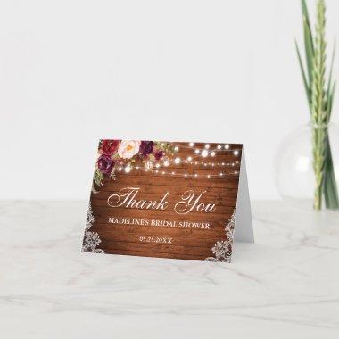 Rustic Bridal Shower Wood Lace Floral Thanks N Thank You Invitations