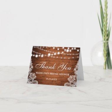 Rustic Bridal Shower Wood Lace Thank You Note