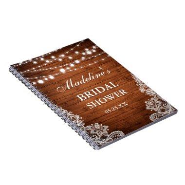 Rustic  Wood Lights Lace Gift List Notebook