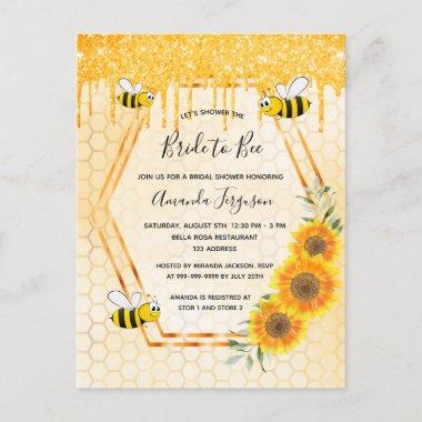 Rustic bride bee glitter bridal shower invitation postInvitations