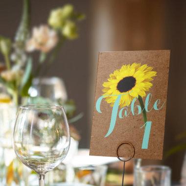Rustic Bride Sunflower Shower Wedding Reception Table Number