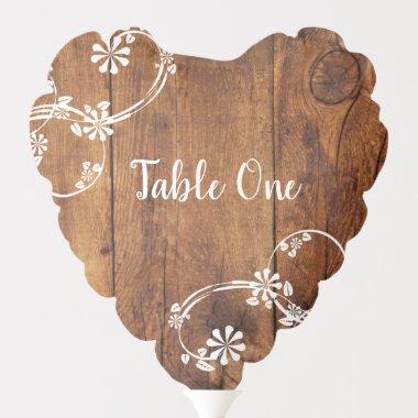 Rustic Brown Barn Wood Wedding Table Number Balloon