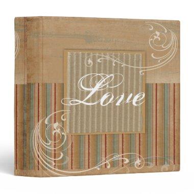 Rustic brown Country stripes Wedding Photo Album Binder