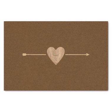 Rustic Brown Kraft Heart Arrow Bridal Shower Tissue Paper