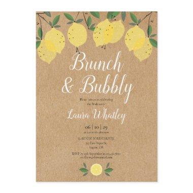 Rustic Brunch and Bubbly Lemon Bridal Shower Invitations