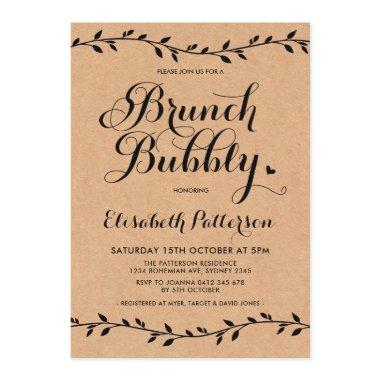 Rustic Brunch & Bubbly Baby Shower Modern Laurels Invitations