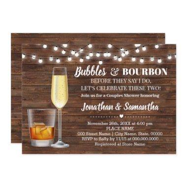 Rustic Bubbles & bourbon before I do wedding party Invitations