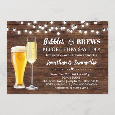 Rustic Bubbles & brews before I do couples shower Invitations