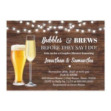 Rustic Bubbles & brews before I do couples shower Invitations