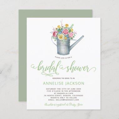 Rustic BUDGET chic floral bridal shower Invitations