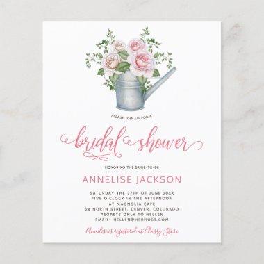 Rustic BUDGET pink floral bridal shower Invitations