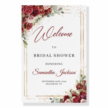 Rustic burgundy blush floral  welcome foam board
