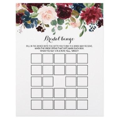 Rustic Burgundy Bridal Bingo,  Game
