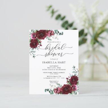Rustic Burgundy Floral Bridal Shower Invitation Po PostInvitations