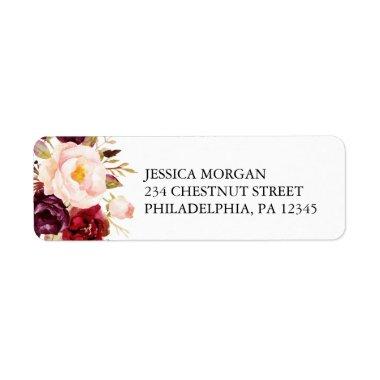 Rustic Burgundy Marsala Return Address Label