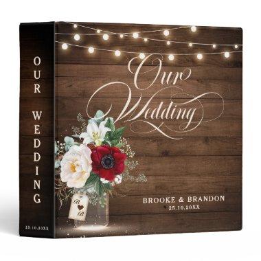 Rustic Burgundy Mason Jar  Recipes 3 3 Ring Binder