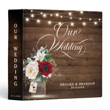 Rustic Burgundy Mason Jar Bridal Shower Recipes 3 3 Ring Binder