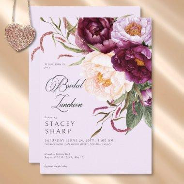 Rustic Burgundy & Pink Peonies Bridal Luncheon