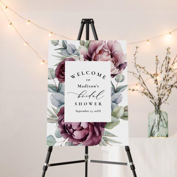 Rustic Burgundy Plum Floral  Welcome Foam Board