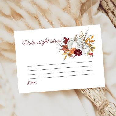 Rustic Burgundy Pumpkin Bridal Shower Date Game Enclosure Invitations