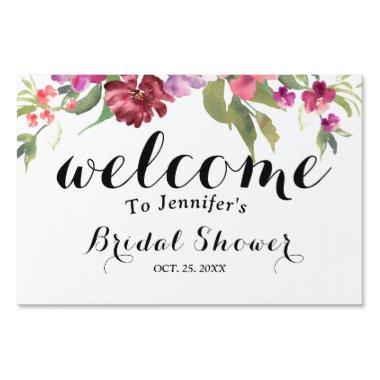 Rustic burgundy roses bridal shower Welcome Sign