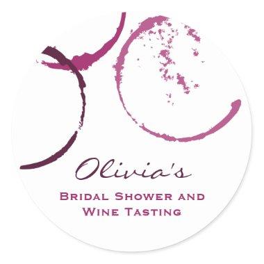 Rustic Burgundy Wine Stain Wedding Bridal Shower Classic Round Sticker
