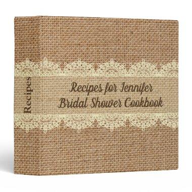 Rustic Burlap and Lace Bridal Shower Recipe Binder