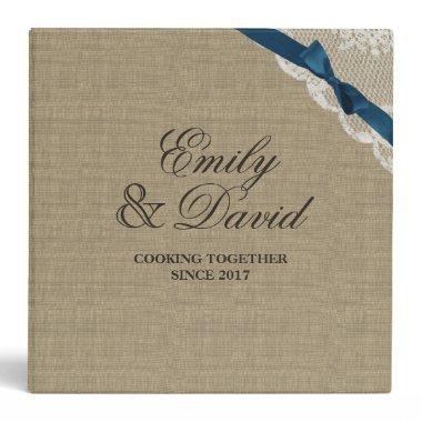 Rustic Burlap Bow and Lace Look Printed Recipe Binder