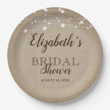 Rustic Burlap Bridal Shower Paper Plate