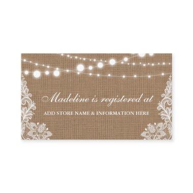 Rustic Burlap Bridal Shower Registry Insert Card